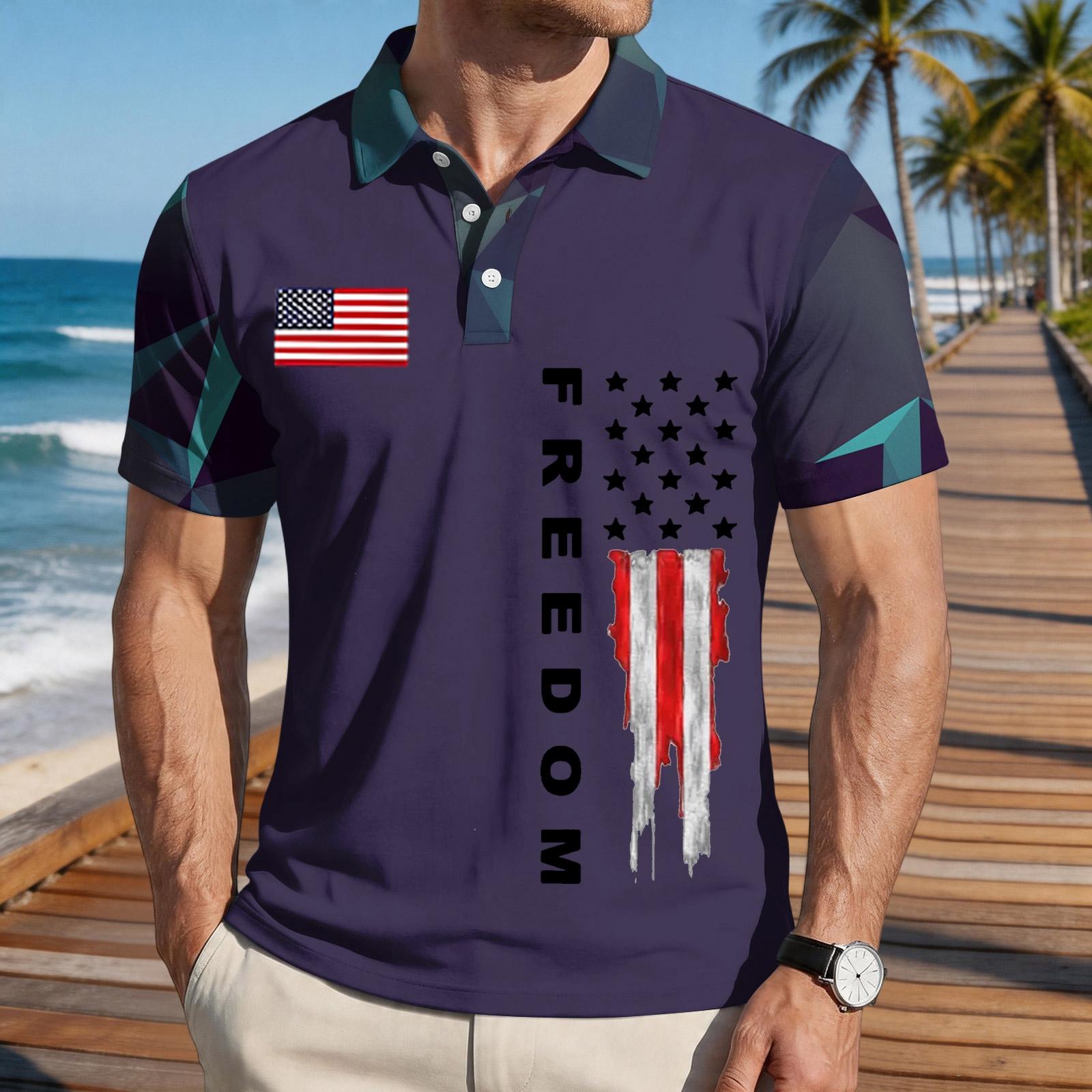 Men s Loose Fit Casual Polo Shirt Short Sleeve Button Down Collar Printed Graphic Tee with Flag Design and Freedom Text M
Men s Loose Fit Casual Polo Shirt Short Sleeve Button Down Collar Printed Graphic Tee with Flag Design and Freedom Text M