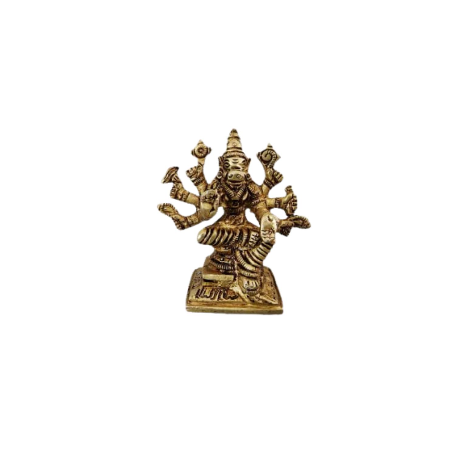 100% Pure Brass Varahi Devi Idol, Varahi Amman, Barahi Devi Murti, Gold - 3 Inch
100% Pure Brass Varahi Devi Idol, Varahi Amman, Barahi Devi Murti, Gold - 3 Inch