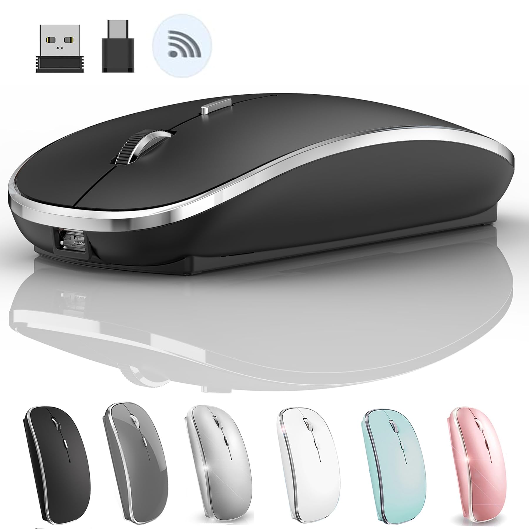 Wireless Mouse for MacBook for MacBook for for for for Desktop for for Chromebook Pro, Air, Laptops, Mac, iMac, Computers, Windows, (Black Silver)
Wireless Mouse for MacBook for MacBook for for for for Desktop for for Chromebook Pro, Air, Laptops, Mac, iMac, Computers, Windows, (Black Silver)