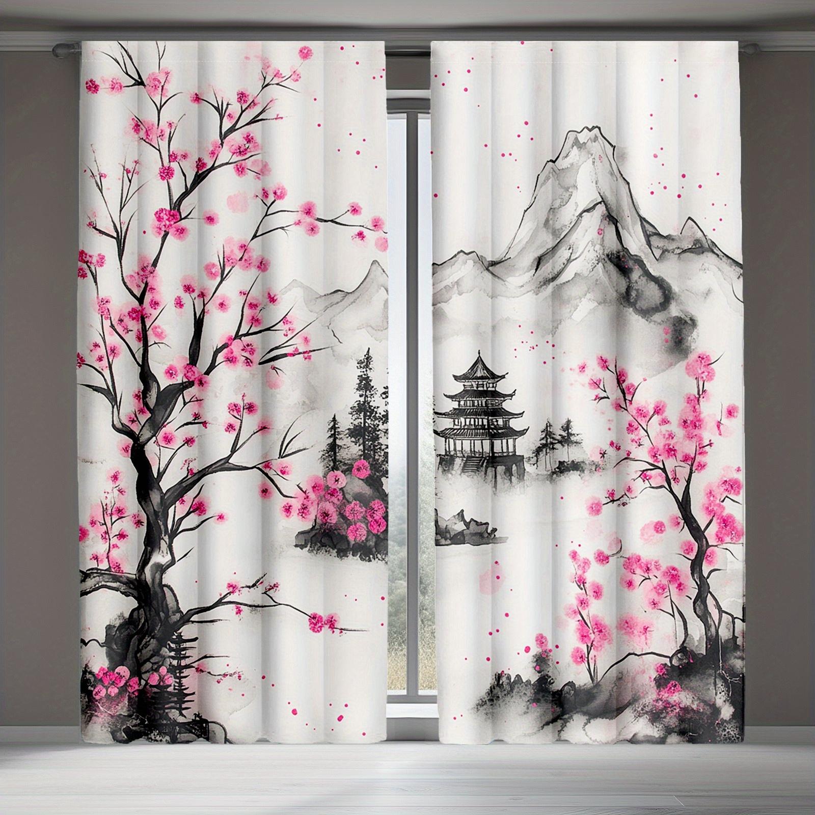 2Pc Japanese Cherry Blossom And Watercolor Pattern Curtains, Polyester Fabric, Suitable For Bedroom And Living Room 53x116cm &2pc
2Pc Japanese Cherry Blossom And Watercolor Pattern Curtains, Polyester Fabric, Suitable For Bedroom And Living Room 53x116cm &2pc