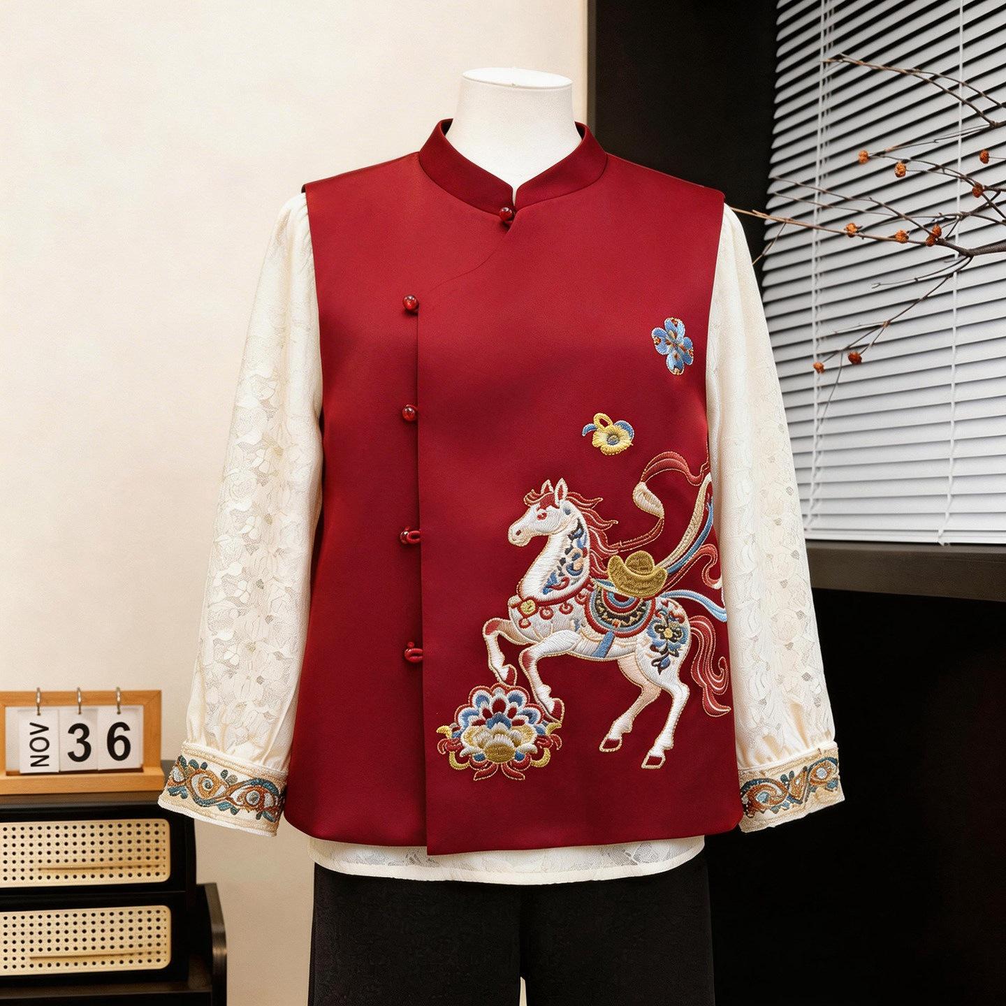 Spring Asymmetrical Embroidered Vest for Middle-aged & Elderly Women - Mother s Day Special M (up to 110 jin) красный
Spring Asymmetrical Embroidered Vest for Middle-aged & Elderly Women - Mother s Day Special M (up to 110 jin) красный