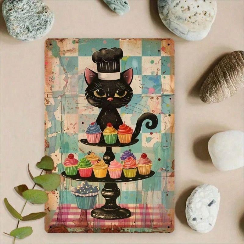 Metal Wall Art Chef Cat with Cupcakes Retro Vintage Kitchen Decor
Metal Wall Art Chef Cat with Cupcakes Retro Vintage Kitchen Decor