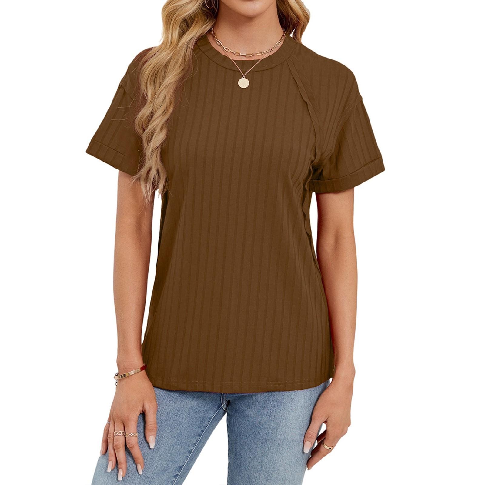 Женская мода однотонный круглый вырез с короткими рукавами пуловер повседневная футболка топ M кофейный
Женская мода однотонный круглый вырез с короткими рукавами пуловер повседневная футболка топ M кофейный