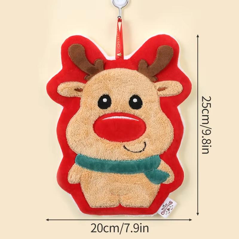 Милое Рождественское Чистящее Полотенце Коралловый Вельвет Полотенце для Рук Снеговик Ванная Комната Подвесное Впитывающее Салфетка для Посуды Мягкая Чистящая Ткань Тряпка