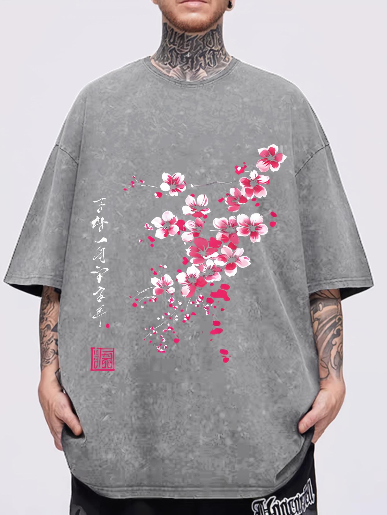 Mens Casual Washed Cotton TShirt Floral Sakura Cherry Print Streetwear Washable Clothing Artistic Design Printed Tee S
Mens Casual Washed Cotton TShirt Floral Sakura Cherry Print Streetwear Washable Clothing Artistic Design Printed Tee S
