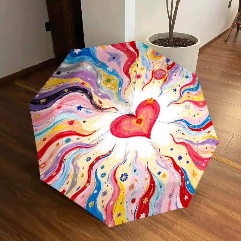 Colorful Heart Mandala Automatic Opening Rain Umbrella - Portable Tri-Fold Design with 8-Bone Iron Frame, Perfect for Festivals, Travel, Dai
Colorful Heart Mandala Automatic Opening Rain Umbrella - Portable Tri-Fold Design with 8-Bone Iron Frame, Perfect for Festivals, Travel, Dai