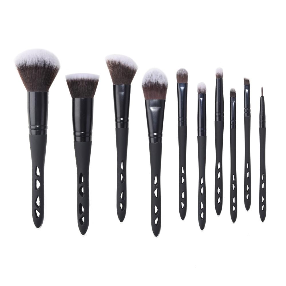 10 black makeup brush set, plastic floor control handle, two-color hair fiber hair.
10 black makeup brush set, plastic floor control handle, two-color hair fiber hair.