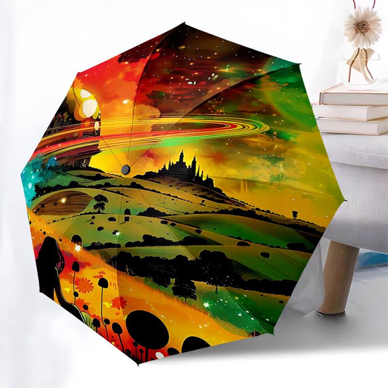 1pc Colorful Fantasy Automatic Opening/Closing Umbrella with Mushroom Print, Portable Folding Design, Iron Frame Outdoor Umbrella for Fans, Travelers,
1pc Colorful Fantasy Automatic Opening/Closing Umbrella with Mushroom Print, Portable Folding Design, Iron Frame Outdoor Umbrella for Fans, Travelers,