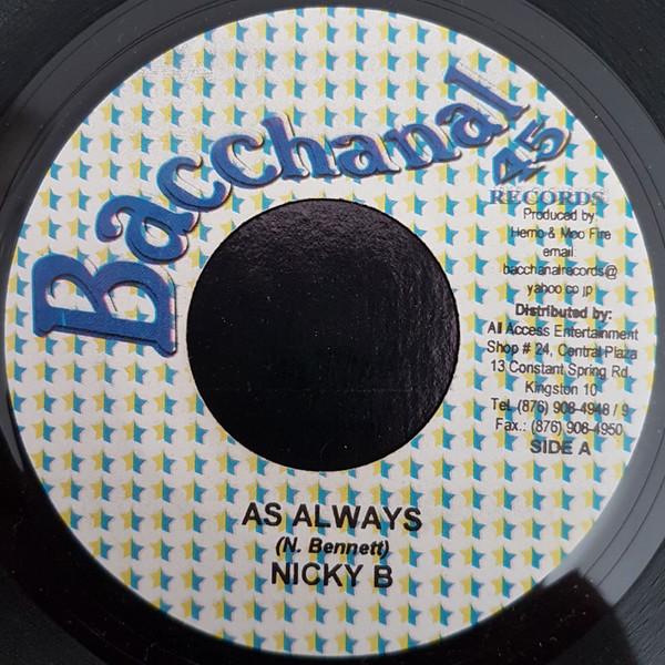 7inch Record NICKY B - As Always NONE Bacchanal 45 Re Jamaica Reggae, Ska & Dub Used
7inch Record NICKY B - As Always NONE Bacchanal 45 Re Jamaica Reggae, Ska & Dub Used