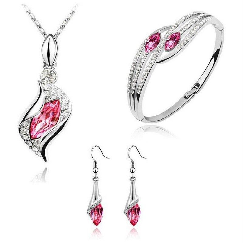 4pcs White Gold-color Plated Necklace Bracelet Earrings Set Ladies Luxury Classic Style Multi Color Glass Diamond Jewelry
4pcs White Gold-color Plated Necklace Bracelet Earrings Set Ladies Luxury Classic Style Multi Color Glass Diamond Jewelry