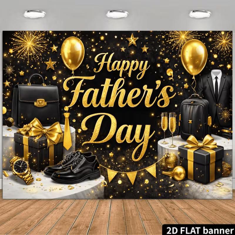 2D Elegant Black Gold Father s Day Backdrop with Gifts & Shoes 47.2x31.5inch/120*80cm
2D Elegant Black Gold Father s Day Backdrop with Gifts & Shoes 47.2x31.5inch/120*80cm