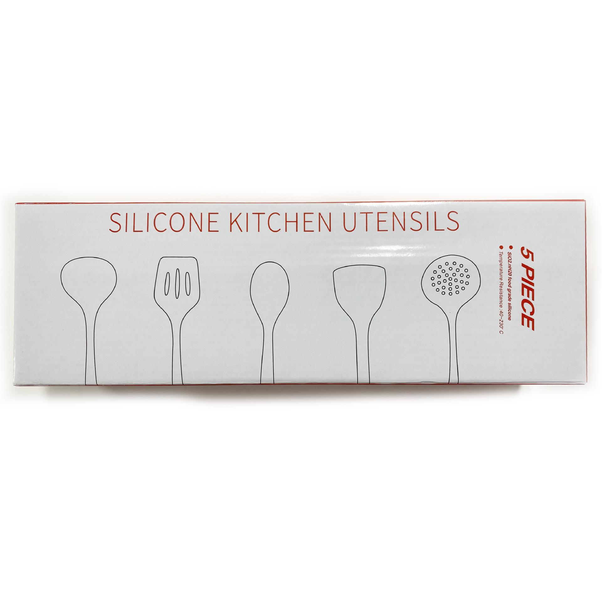 Набор кухонных принадлежностей из термостойкого силикона: Лопатка, Половник, Перфорированная лопатка, Перфорированная ложка и Ложка для риса (Набор из 5 предметов с антипригарным покрытием)
Набор кухонных принадлежностей из термостойкого силикона: Лопатка, Половник, Перфорированная лопатка, Перфорированная ложка и Ложка для риса (Набор из 5 предметов с антипригарным покрытием)