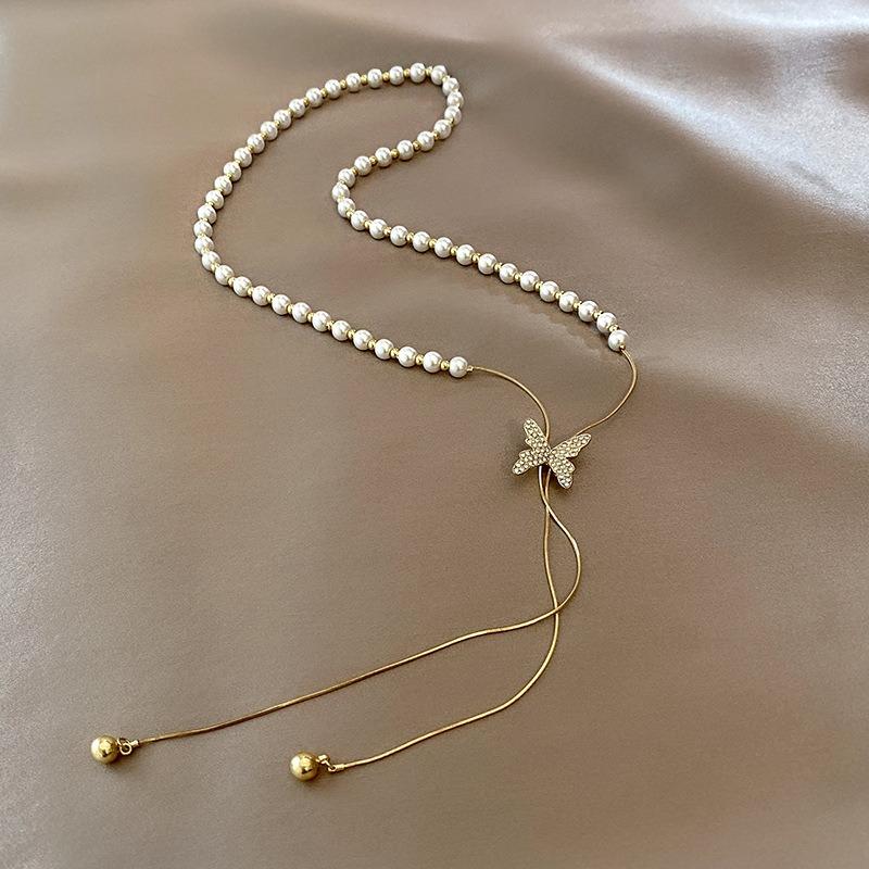 Fashionable Long Butterfly Pearl Necklace Adjustable Drawstring Pendant Collarbone Chain Elegant Luxury Sweater Chain Jewelry A
Fashionable Long Butterfly Pearl Necklace Adjustable Drawstring Pendant Collarbone Chain Elegant Luxury Sweater Chain Jewelry A