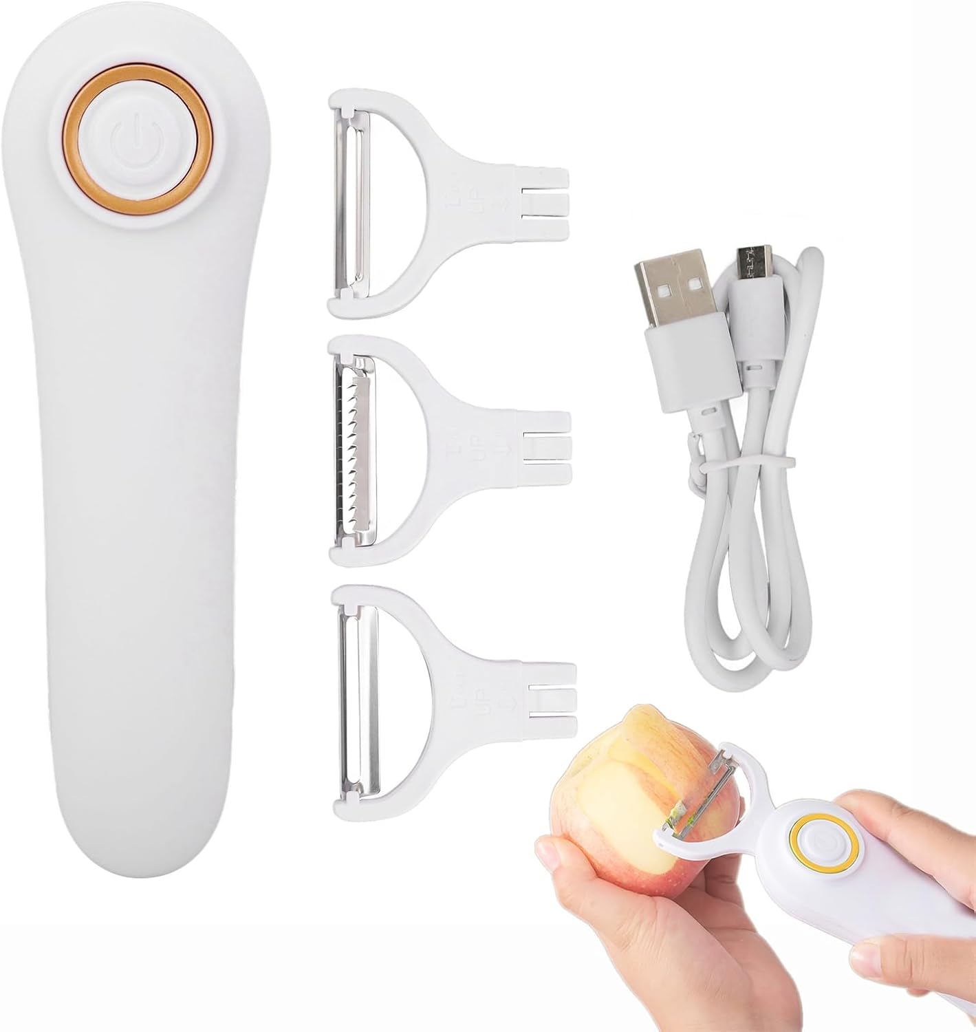 Peeler, Handheld Vegetable Peeler Set with 3 Interchangeable Blade Heads USB Rechargeable Veggie Fruit Peeler United States
Peeler, Handheld Vegetable Peeler Set with 3 Interchangeable Blade Heads USB Rechargeable Veggie Fruit Peeler United States