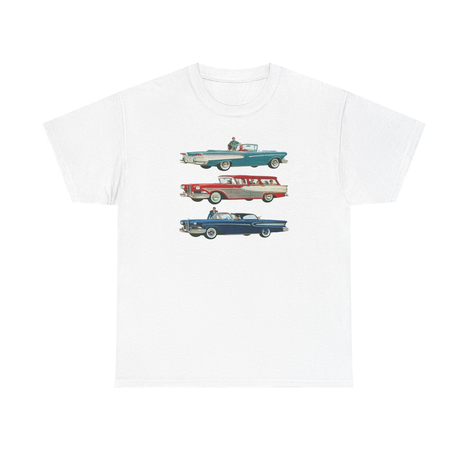 Vintage Car T-Shirt Mens Womens Tees Top Retro 1957 Edsel Automobile Classic Car Shirt Old Car Lover L
Vintage Car T-Shirt Mens Womens Tees Top Retro 1957 Edsel Automobile Classic Car Shirt Old Car Lover L