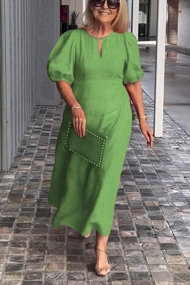 European And American Style Spring And Summer Popular Women S Clothing Solid Color Loose Casual Round Neck Bubble Sleeve Dress XXXL зелений
European And American Style Spring And Summer Popular Women S Clothing Solid Color Loose Casual Round Neck Bubble Sleeve Dress XXXL зелений