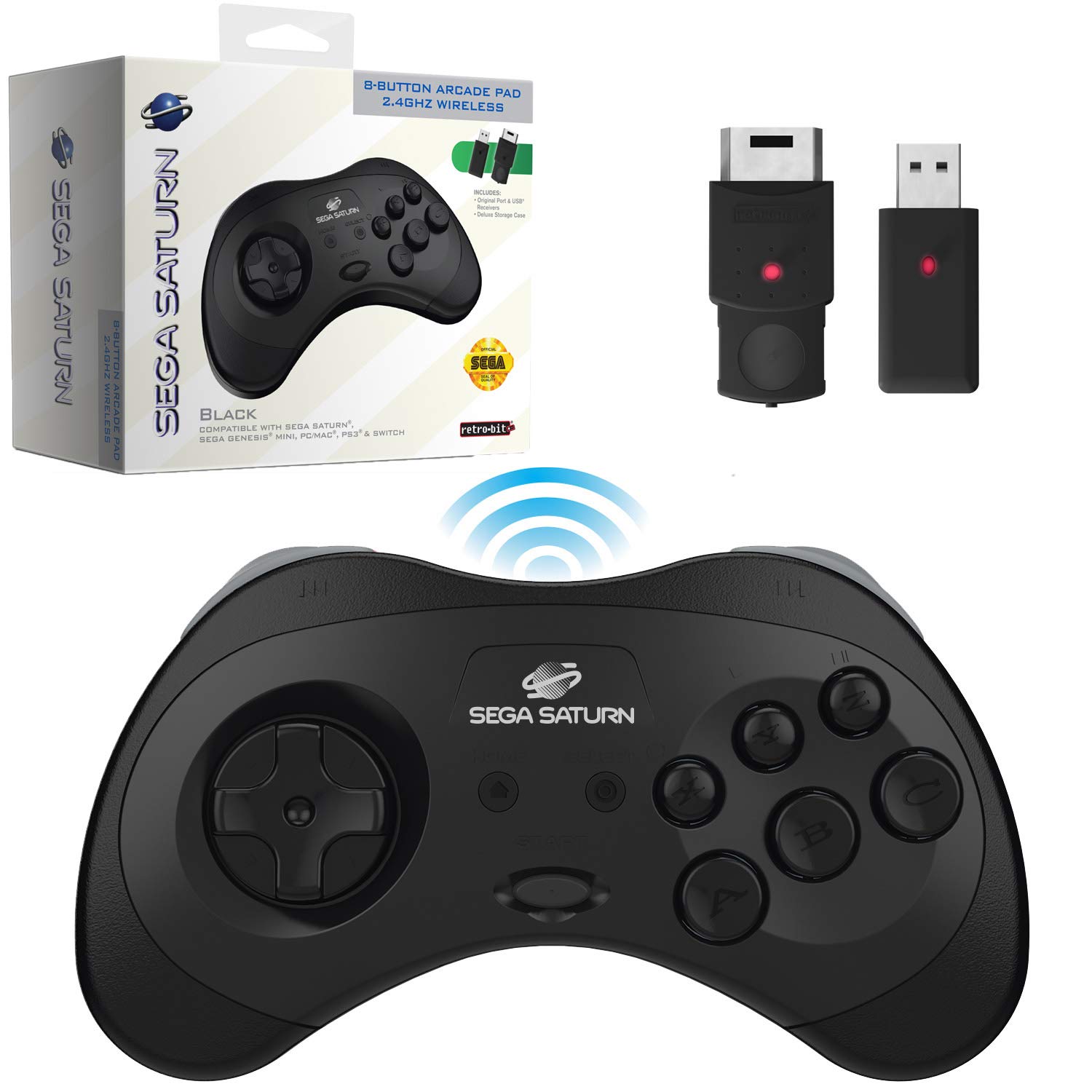Official Sega Saturn GHz Wireless Controller for Sega Sega Genesis and Mac Includes 2 Receivers and Storage Case Retro-Bit 2.4 Saturn, Mini, Switch, чорний
Official Sega Saturn GHz Wireless Controller for Sega Sega Genesis and Mac Includes 2 Receivers and Storage Case Retro-Bit 2.4 Saturn, Mini, Switch, чорний