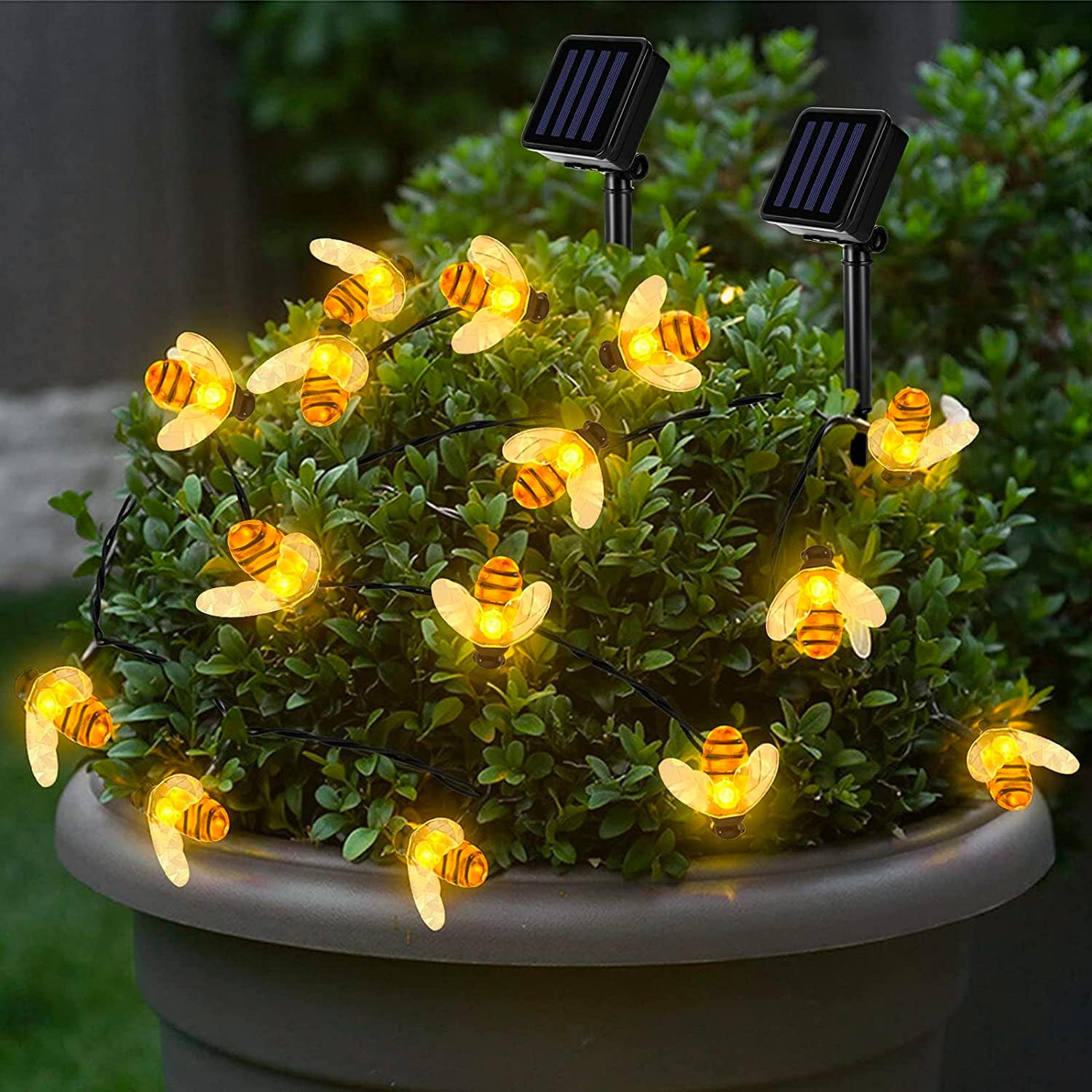 2Pack Solar Bee String Light Each 5M 20 LED Solar Fairy Light Cute Honeybee Lamp Outdoor Waterproof For Garden Decor Patio Party
2Pack Solar Bee String Light Each 5M 20 LED Solar Fairy Light Cute Honeybee Lamp Outdoor Waterproof For Garden Decor Patio Party