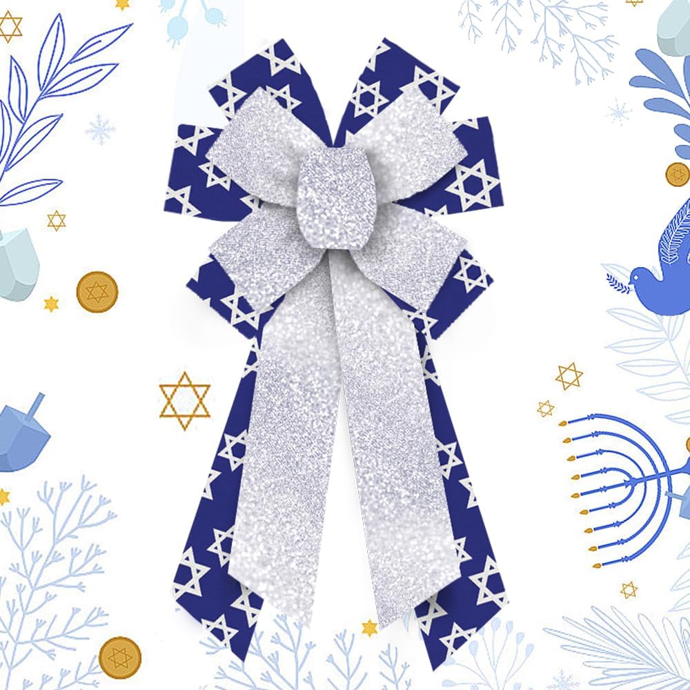 Large Hanukkah Bow for Wreath Blue Silver Glitter Hanukkah Star of David Color Bows Je Christmas Ornament for Hanukkah Decor 20.87 x 11.42 in звезда
Large Hanukkah Bow for Wreath Blue Silver Glitter Hanukkah Star of David Color Bows Je Christmas Ornament for Hanukkah Decor 20.87 x 11.42 in звезда