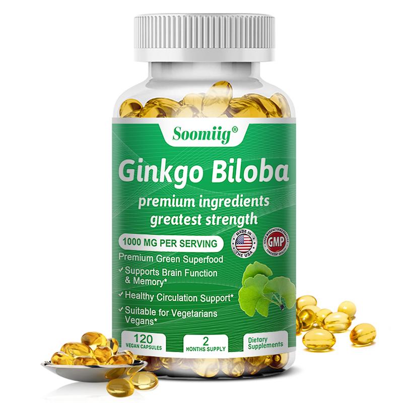 Ginkgo Biloba Extract 1000 Mg Supplements Vitamin B1 Memory Circulation 120 Capsules 120 Capsules
Ginkgo Biloba Extract 1000 Mg Supplements Vitamin B1 Memory Circulation 120 Capsules 120 Capsules