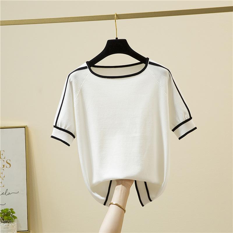Thin Knitted T Shirt Women Short Sleeve Summer Tops Woman Clothes Striped Fashion T-Shirt Tee Shirt Femme XXL білий
Thin Knitted T Shirt Women Short Sleeve Summer Tops Woman Clothes Striped Fashion T-Shirt Tee Shirt Femme XXL білий