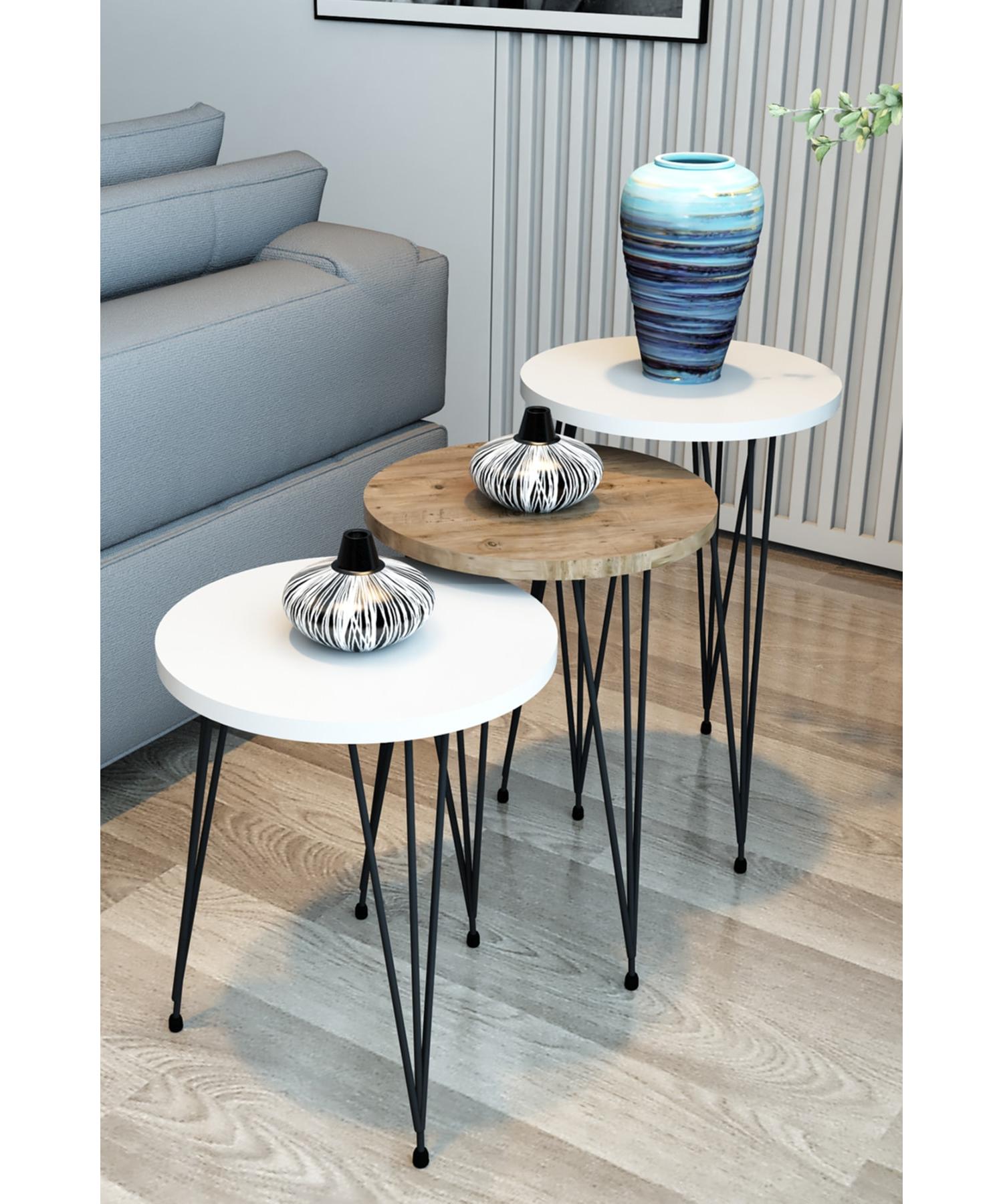 3 Nesting Nesting Table Round Model Nesting Table Metal Wire Leg