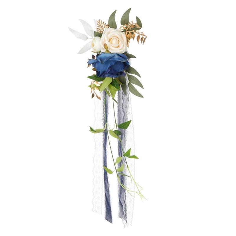 Wedding Aisle Pew Chair Flower Decorations with Long Ribbon Artificial Flower Arrangement for Church Wedding Ceremony темно-синього кольору
Wedding Aisle Pew Chair Flower Decorations with Long Ribbon Artificial Flower Arrangement for Church Wedding Ceremony темно-синього кольору