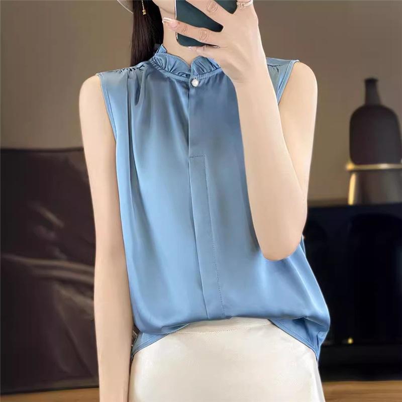 Women s Ruffled Collar Sleeveless Solid Color Single Button Vest Silky Satin Commuting Slim-Fitting Spring And Summer Slim Elegant Blouse 4XL чёрный
Women s Ruffled Collar Sleeveless Solid Color Single Button Vest Silky Satin Commuting Slim-Fitting Spring And Summer Slim Elegant Blouse 4XL чёрный