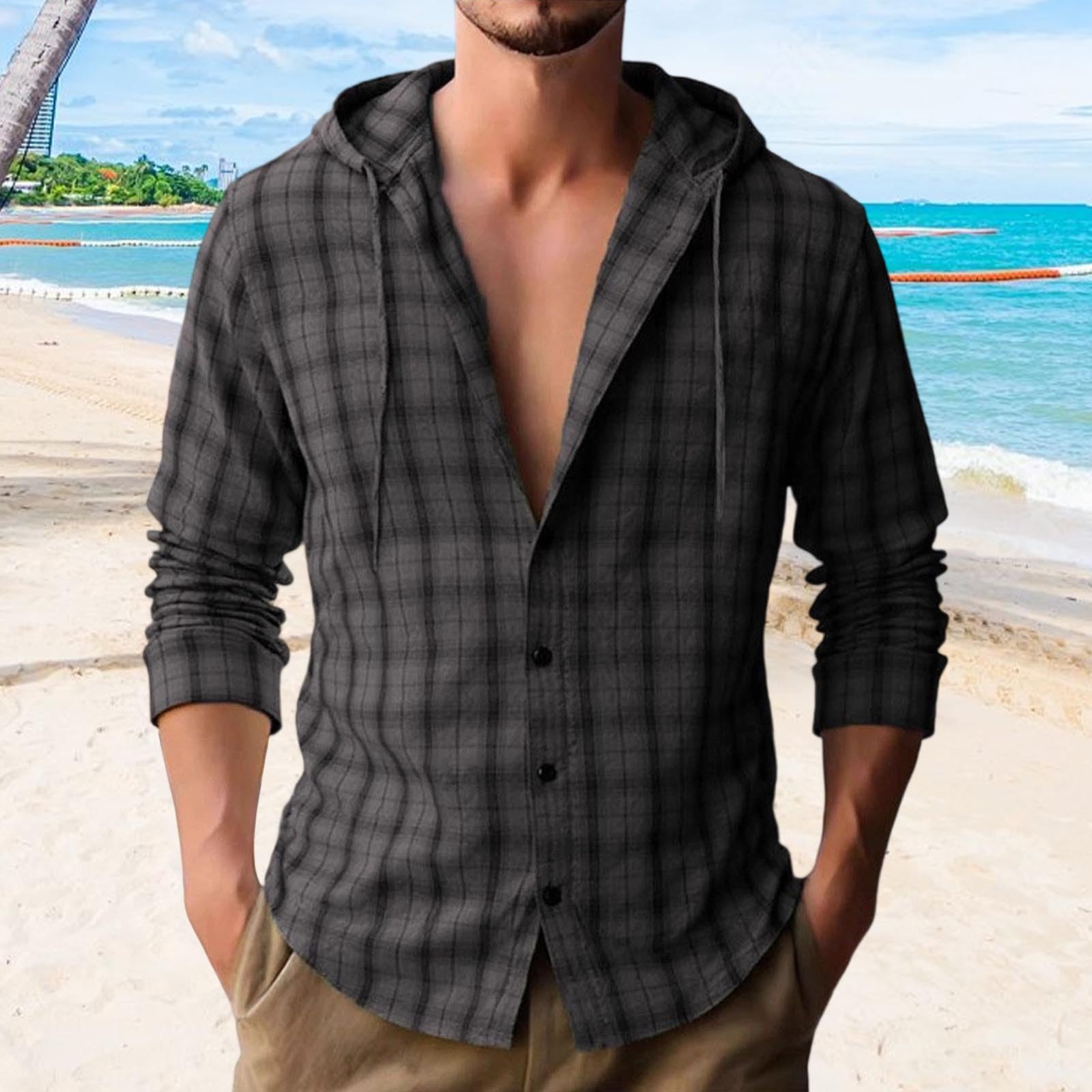 Mens Plaid Button Down Hoodies Casual Long Sleeve Shirt Lightweight Workout Pullover Tops Fall Fashion Outfits L
Mens Plaid Button Down Hoodies Casual Long Sleeve Shirt Lightweight Workout Pullover Tops Fall Fashion Outfits L