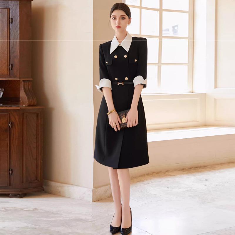 Jacquard Color Block Turn-Down Collar Black Suit Dress for Women 2024 Workwear Collection L
Jacquard Color Block Turn-Down Collar Black Suit Dress for Women 2024 Workwear Collection L