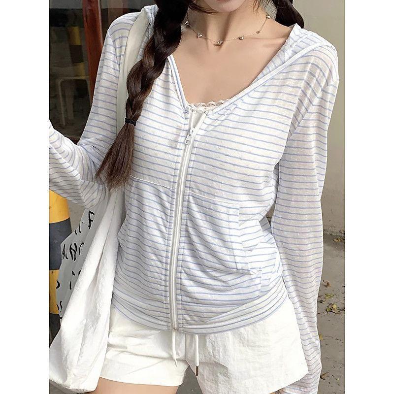 Women s Korean Style Hooded Striped Cardigan with Zipper - Lightweight, Long Sleeve, Versatile Sun Protection Top XL (approx. 125-140 lbs)
Women s Korean Style Hooded Striped Cardigan with Zipper - Lightweight, Long Sleeve, Versatile Sun Protection Top XL (approx. 125-140 lbs)