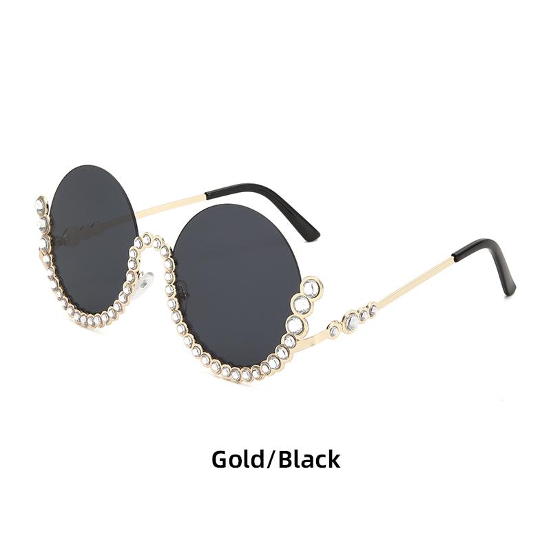 Small Half Frame Round Sunglasses Women Men Diamond Inlay Metal Glasses Travel Sun Glasses Lady Man UV400 Protective Glasses
Small Half Frame Round Sunglasses Women Men Diamond Inlay Metal Glasses Travel Sun Glasses Lady Man UV400 Protective Glasses