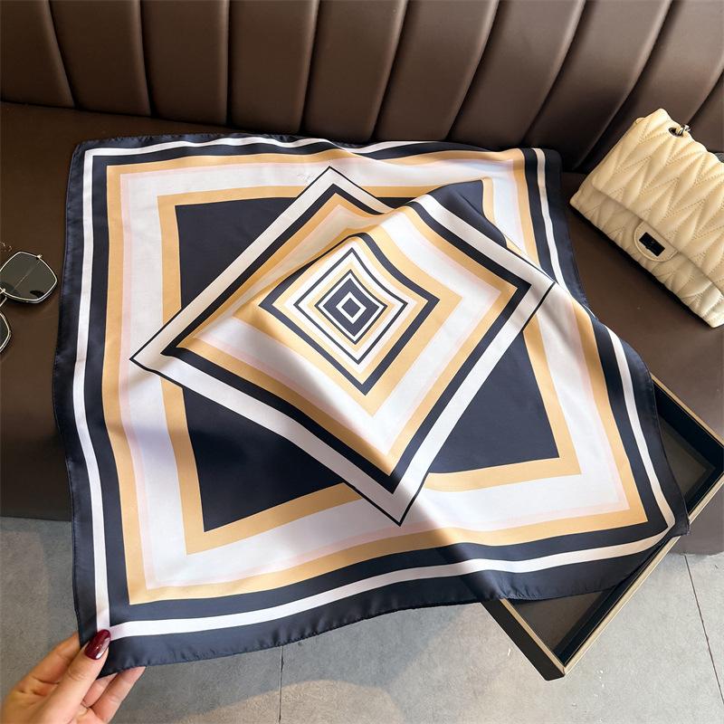French Style Square Silk Scarf Geometric Print Shawl Soft Satin Bandana for Women Daily Commute Sun Protection Hair Headband 70X70CM
French Style Square Silk Scarf Geometric Print Shawl Soft Satin Bandana for Women Daily Commute Sun Protection Hair Headband 70X70CM