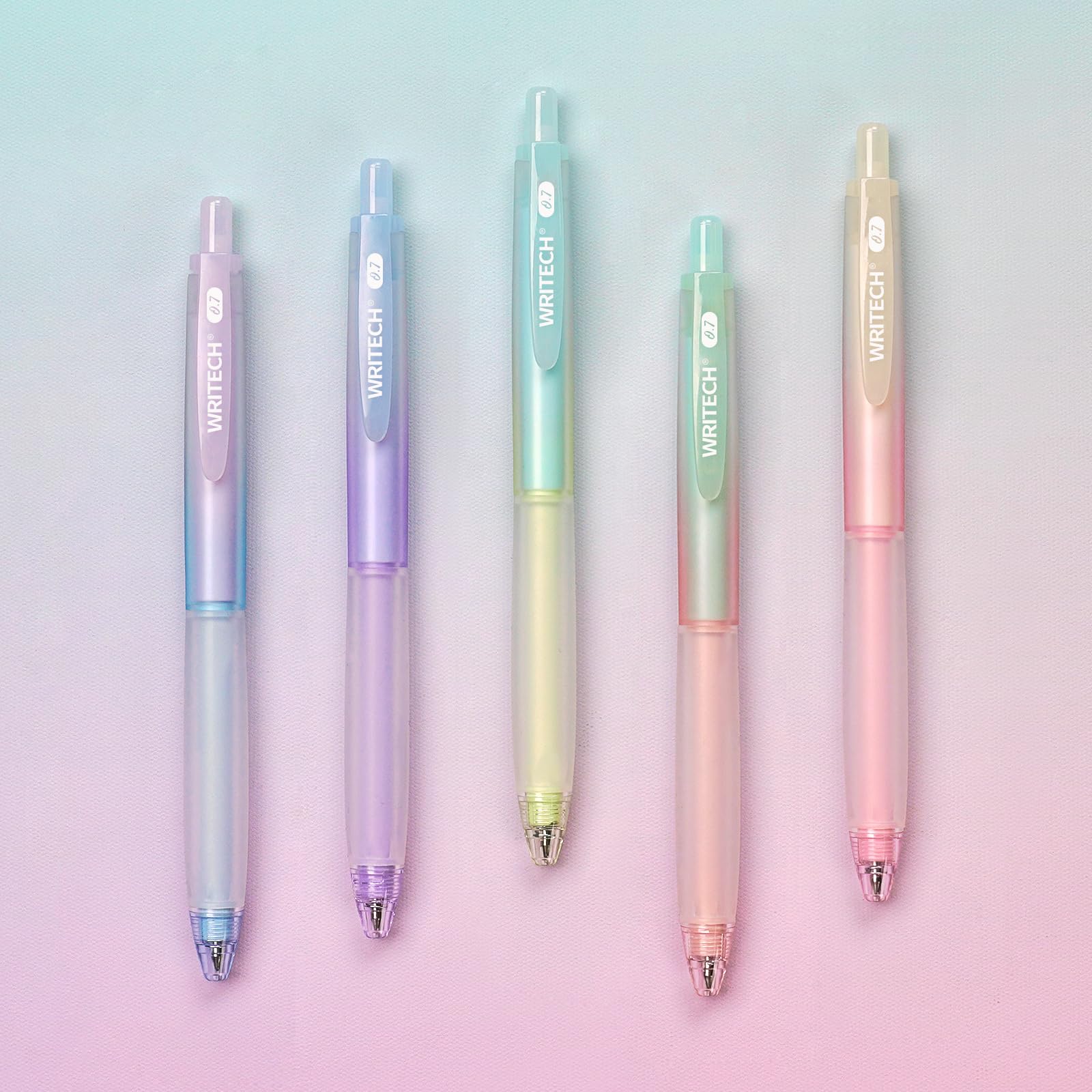 WRITECH Гелевая ручка Тонкая Черная Эстетичный Градиентный Цвет Мягкая Средняя 5 ручек с 5 Идеально подходит для Плавных Быстрых и Ручек Кнопочного типа 0,7 мм Пишущий узел, Чернила, Корпус,