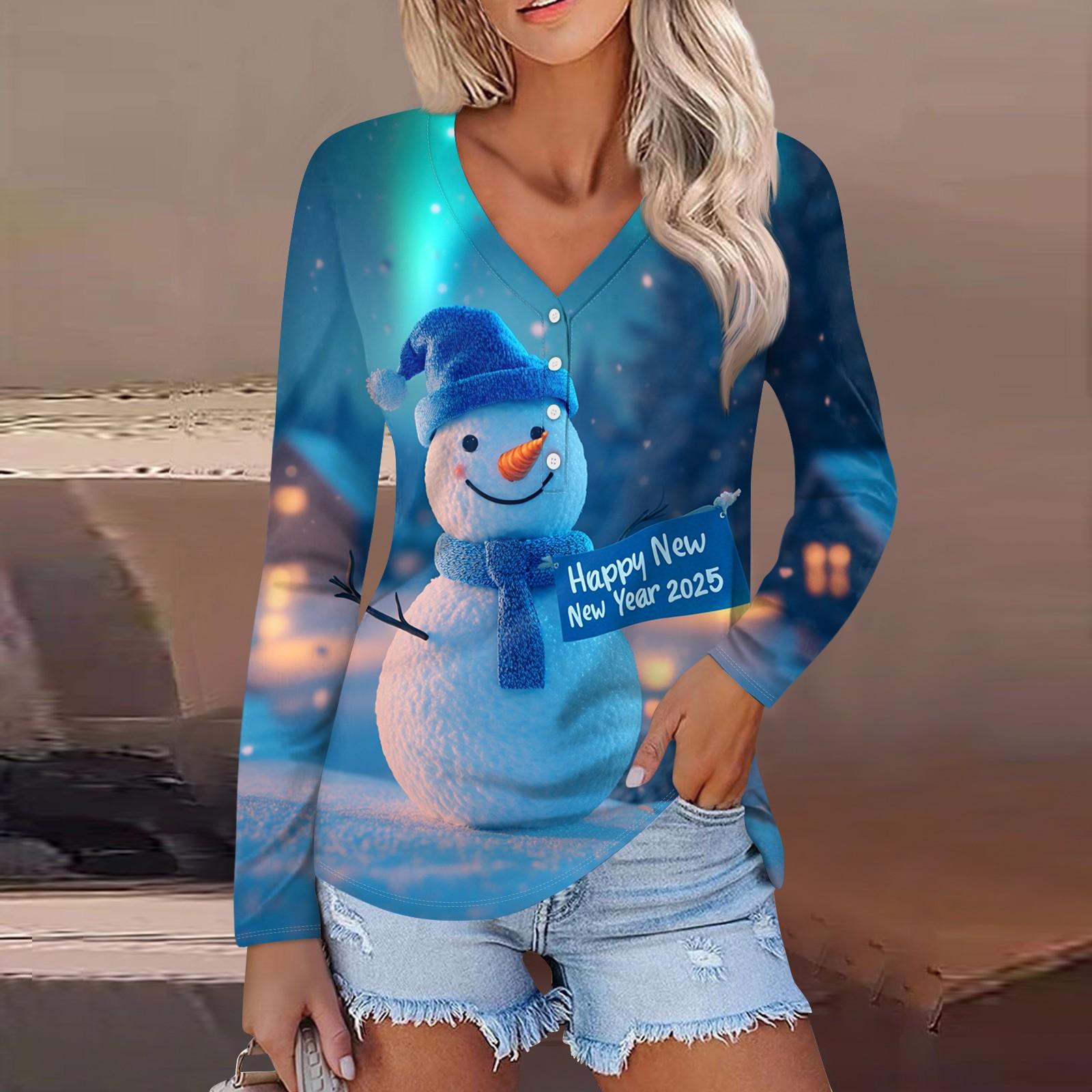 Женская повседневная мода сексуальный комфорт рождественский принт V-образный вырез пуговицы длинный рукав XL небесно-голубой
Женская повседневная мода сексуальный комфорт рождественский принт V-образный вырез пуговицы длинный рукав XL небесно-голубой