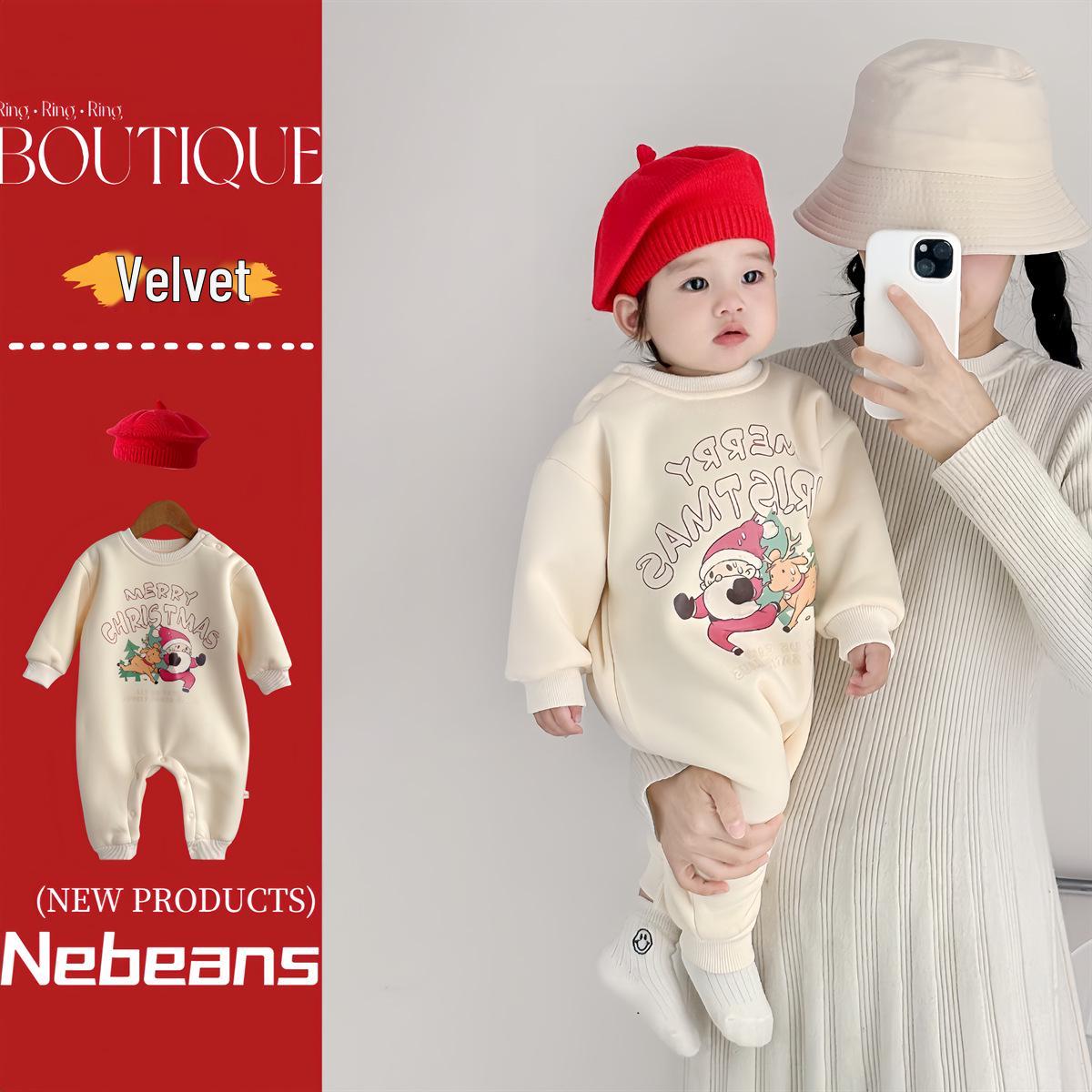 Warm Beige Fleece-Lined Baby Christmas Romper with Santa Claus Design 0-3 months, 12 lbs
Warm Beige Fleece-Lined Baby Christmas Romper with Santa Claus Design 0-3 months, 12 lbs