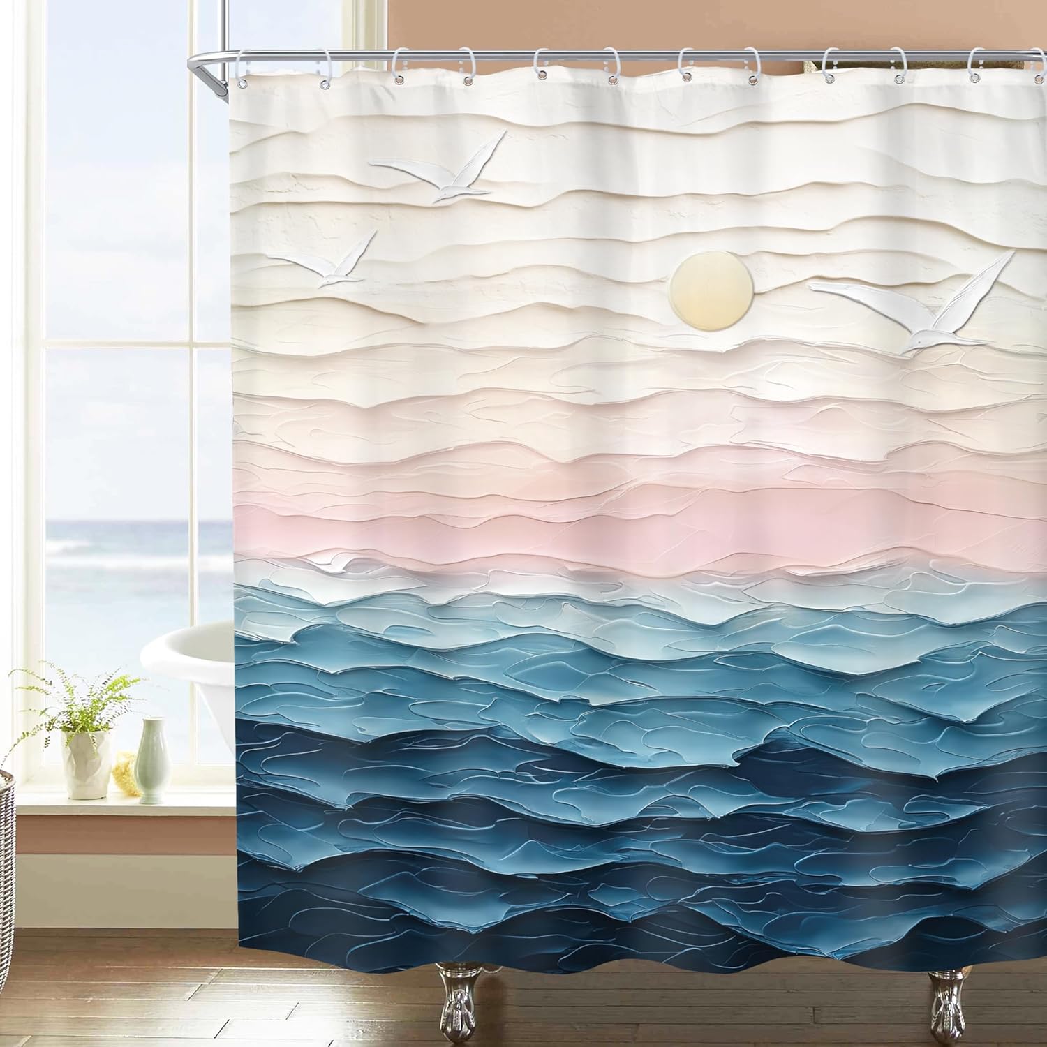 Abstract Blue Beach Shower Curtain Oil Painting Ocean Sea Wave Pink Yellow Sunset Sunrise Summer Hawaii Scenery Nature Fabric 90x180CM
Abstract Blue Beach Shower Curtain Oil Painting Ocean Sea Wave Pink Yellow Sunset Sunrise Summer Hawaii Scenery Nature Fabric 90x180CM