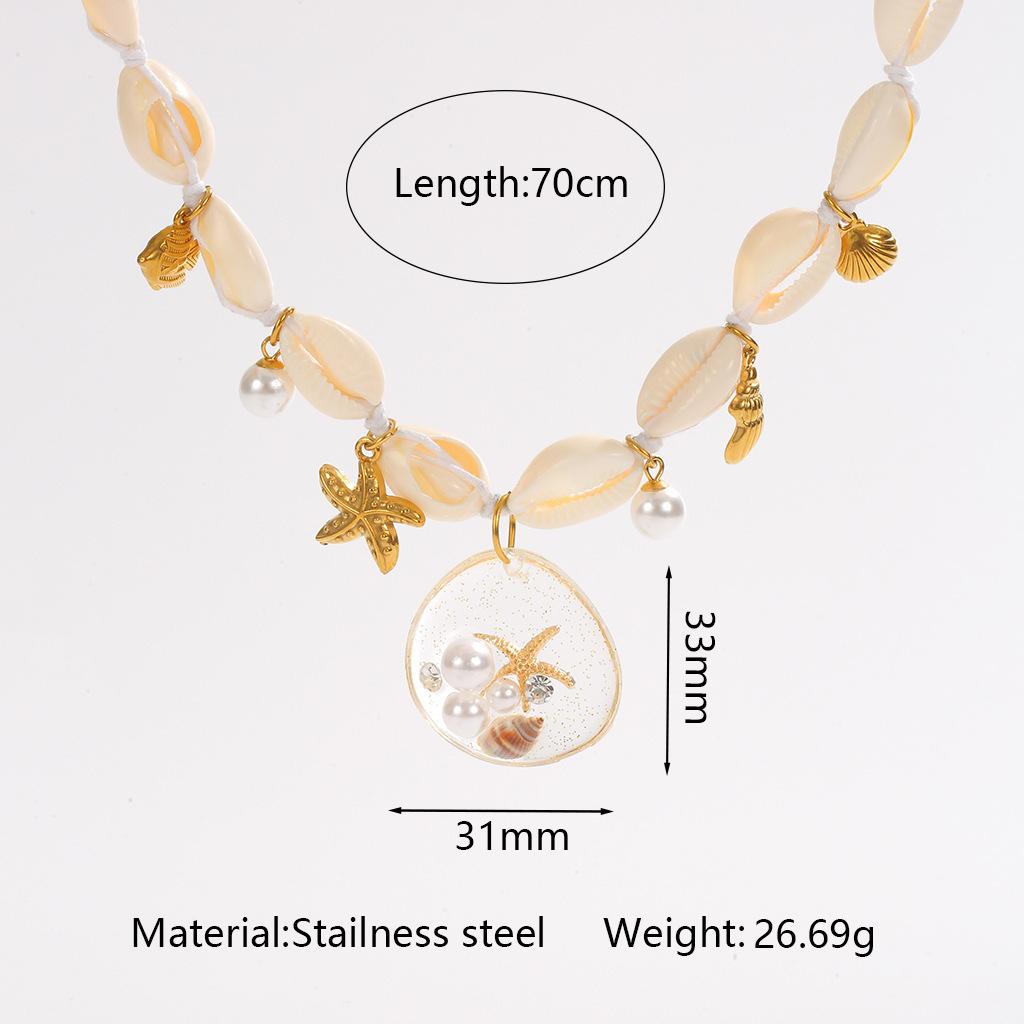 Coranda18K Gold Plated Stainless Steel Shell Necklace Light Luxury Summer Vacation Style Handmade DIY Acrylic Jewelry
Coranda18K Gold Plated Stainless Steel Shell Necklace Light Luxury Summer Vacation Style Handmade DIY Acrylic Jewelry