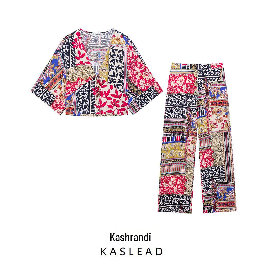 Spring 2025 Women s European & American Style V-Neck Print Shirt With Wide Sleeves and Casual Pants S
Spring 2025 Women s European & American Style V-Neck Print Shirt With Wide Sleeves and Casual Pants S