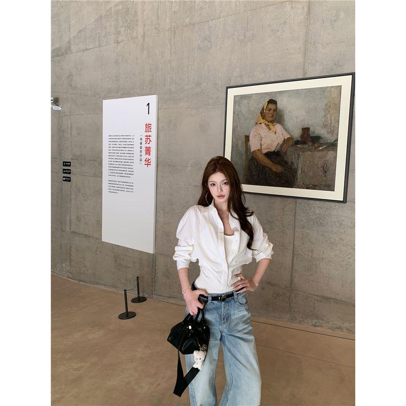 Kumikumi Temperament Set Fake Two-Piece One-Piece Long sleeve Shirts Women Autumn Loose Denim Wide Leg Pants Two-piece Set Jeans S
Kumikumi Temperament Set Fake Two-Piece One-Piece Long sleeve Shirts Women Autumn Loose Denim Wide Leg Pants Two-piece Set Jeans S