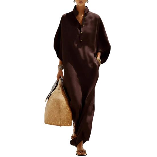 Summer Stand Collar Maxi Dress for Women Half Sleeve Button Up V Neck Long Dress Loose Flowy Beach Sundress with Pockets XXXL кавовий
Summer Stand Collar Maxi Dress for Women Half Sleeve Button Up V Neck Long Dress Loose Flowy Beach Sundress with Pockets XXXL кавовий