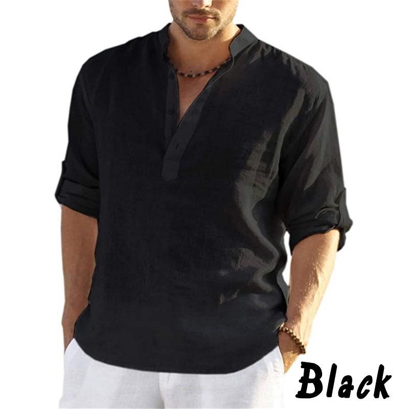 2025 Men s Casual Cotton Linen Long Sleeve Stand Collar Shirt: Solid Color, Loose Fit, Trendy S чорний
2025 Men s Casual Cotton Linen Long Sleeve Stand Collar Shirt: Solid Color, Loose Fit, Trendy S чорний