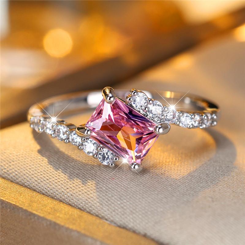 Cute Female Small Pink Square Zircon Stone Ring Charm Silver Color Wedding Jewelry For Women 7
Cute Female Small Pink Square Zircon Stone Ring Charm Silver Color Wedding Jewelry For Women 7