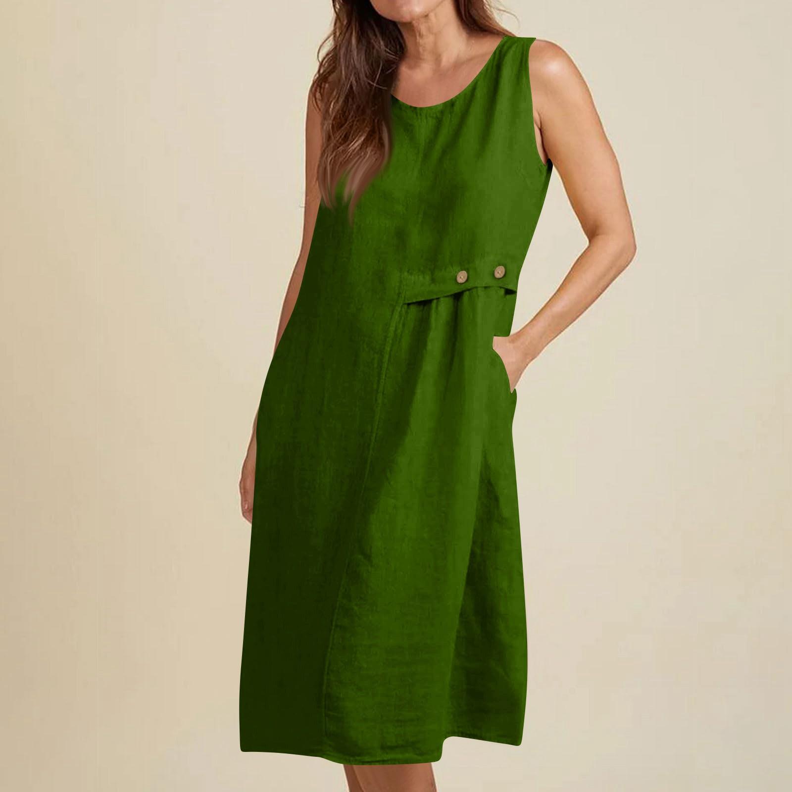 Женское модное однотонное платье-жилет без рукавов свободного кроя с круглым вырезом и карманом на пуговице L зелёный
Женское модное однотонное платье-жилет без рукавов свободного кроя с круглым вырезом и карманом на пуговице L зелёный