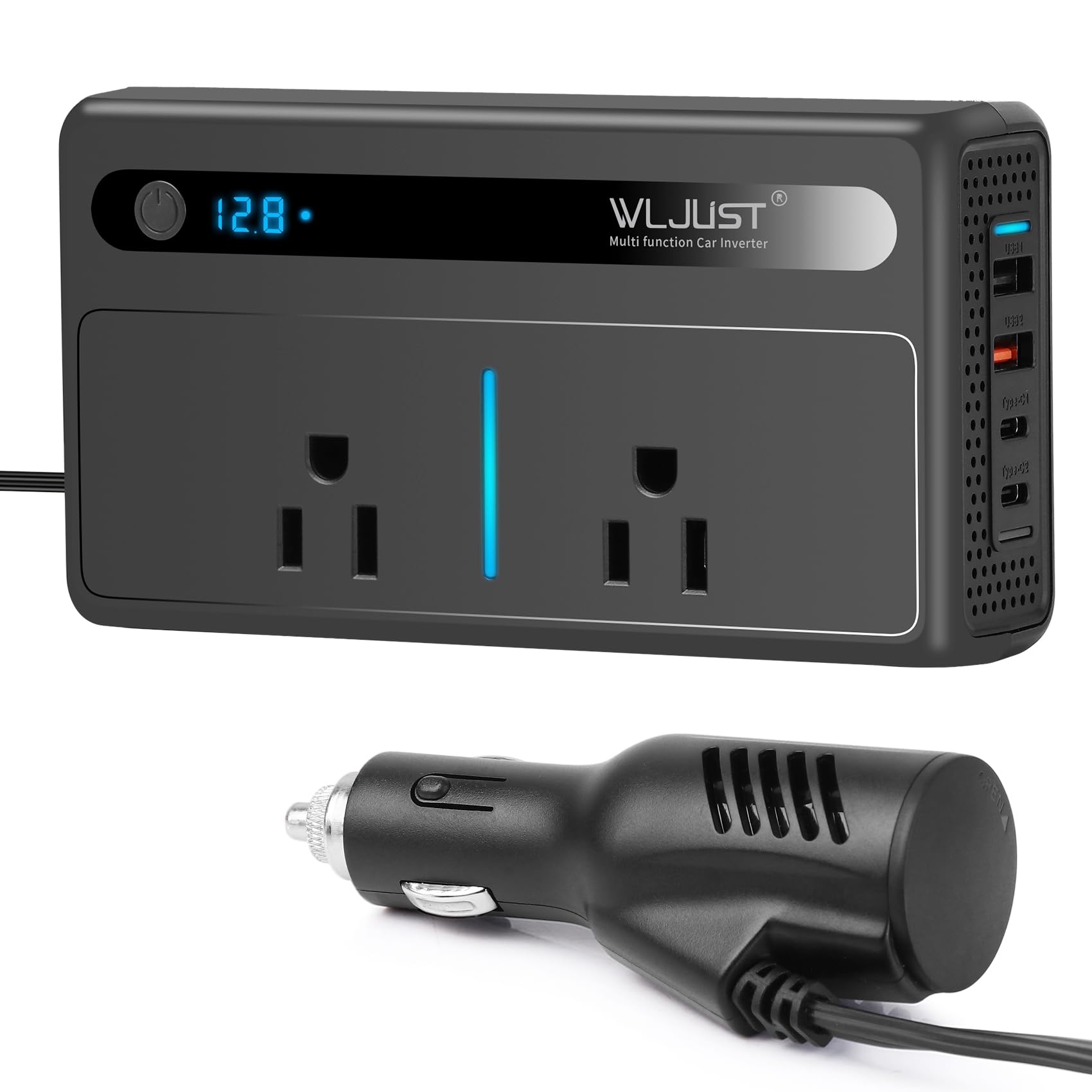 Car Inverter 300W DC12V & 24V Common Convert to AC100V Inverter Converter 4 Ports 2 AC Outlets QC3.0 Charging Voltage Indicator
Car Inverter 300W DC12V & 24V Common Convert to AC100V Inverter Converter 4 Ports 2 AC Outlets QC3.0 Charging Voltage Indicator
