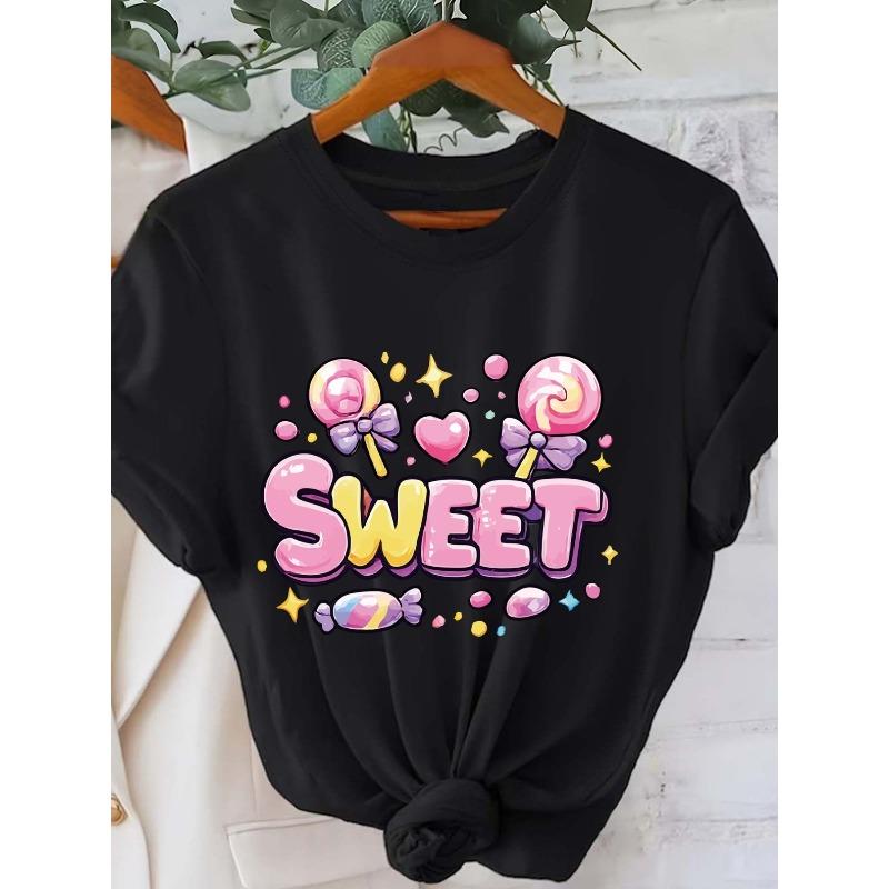 Short-Sleeve T-Shirt - SWEET, Candy Print Round-Neck Short-Sleeve T-Shirt - Stylish, Comfortable, Breathable Casual Wear, 4XL чорний
Short-Sleeve T-Shirt - SWEET, Candy Print Round-Neck Short-Sleeve T-Shirt - Stylish, Comfortable, Breathable Casual Wear, 4XL чорний