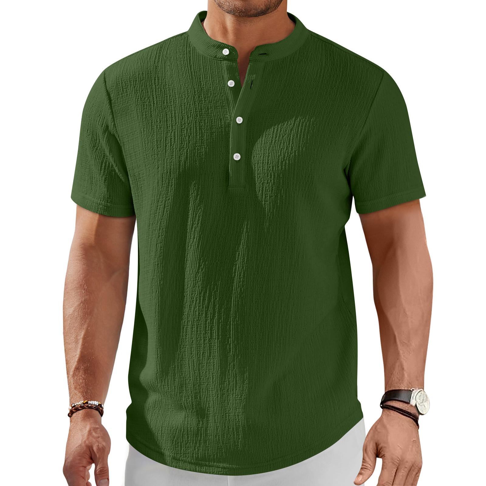 Мужская рубашка с коротким рукавом, без воротника, на пуговицах, модная повседневная базовая футболка, топ XL
Мужская рубашка с коротким рукавом, без воротника, на пуговицах, модная повседневная базовая футболка, топ XL