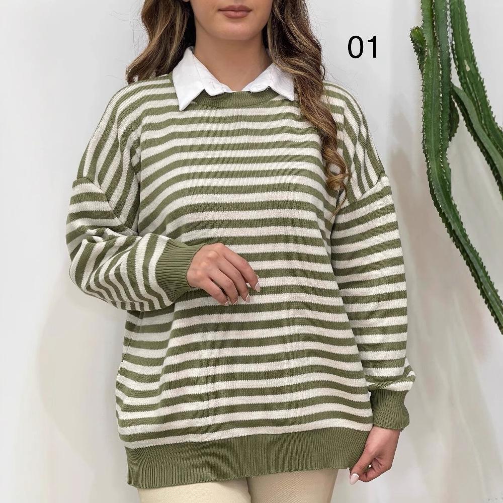 Женский полосатый вязаный свитер в стиле колор-блок, осень 2024, корейский стиль M
Женский полосатый вязаный свитер в стиле колор-блок, осень 2024, корейский стиль M