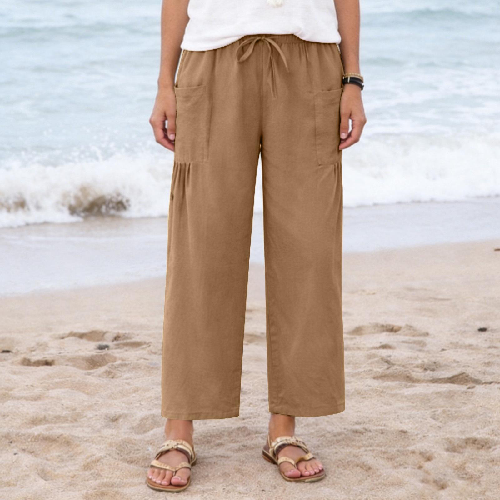 Women Loose Fit Wide Leg Drawstring Pants Casual Linen Trousers with Pockets Elastic Waistband Relaxed Fit Summer Bottoms XXL
Women Loose Fit Wide Leg Drawstring Pants Casual Linen Trousers with Pockets Elastic Waistband Relaxed Fit Summer Bottoms XXL