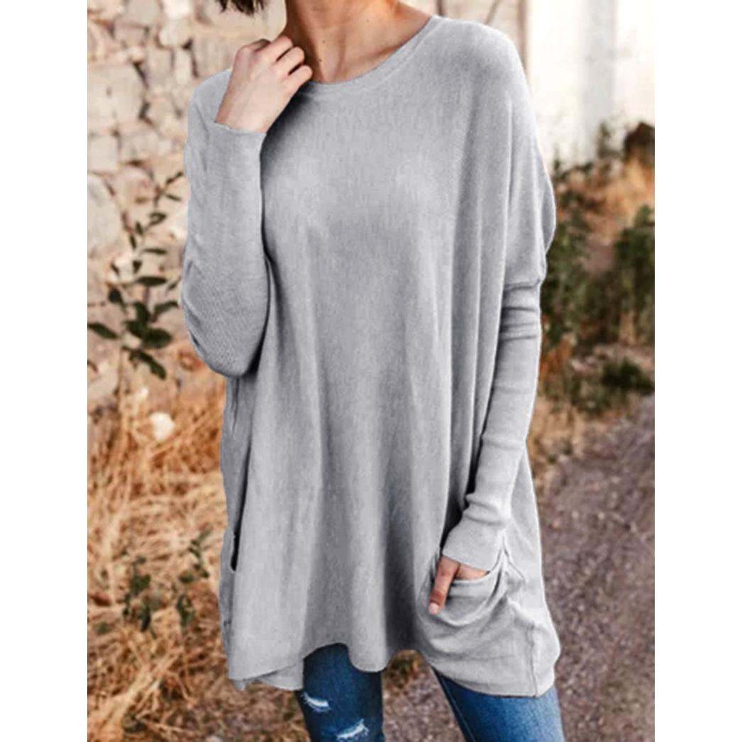 Весенне-осенняя футболка с длинным рукавом и круглым вырезом, повседневные однотонные женские свободные футболки с карманами 5XL
Весенне-осенняя футболка с длинным рукавом и круглым вырезом, повседневные однотонные женские свободные футболки с карманами 5XL